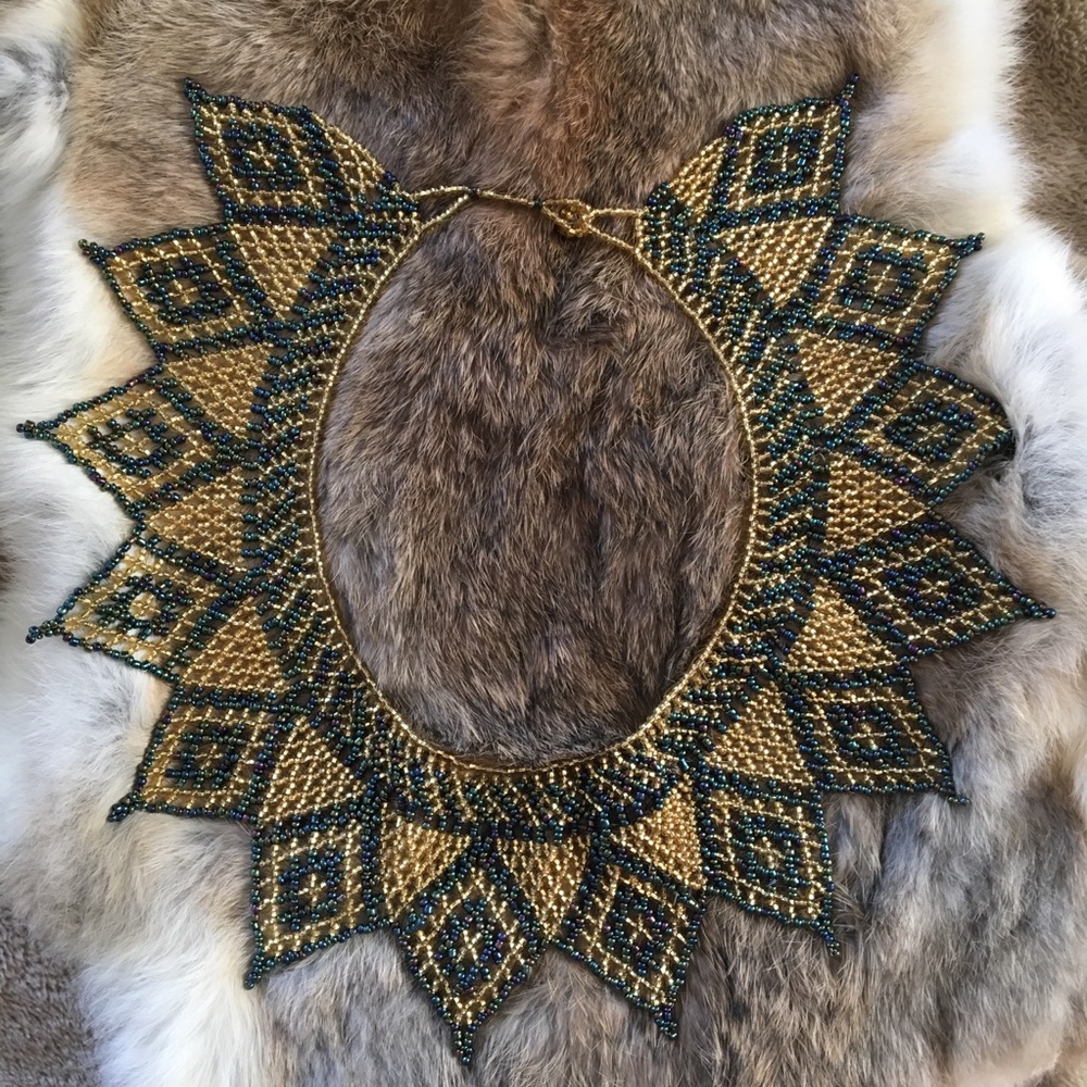 Vintage beaded bib necklace
